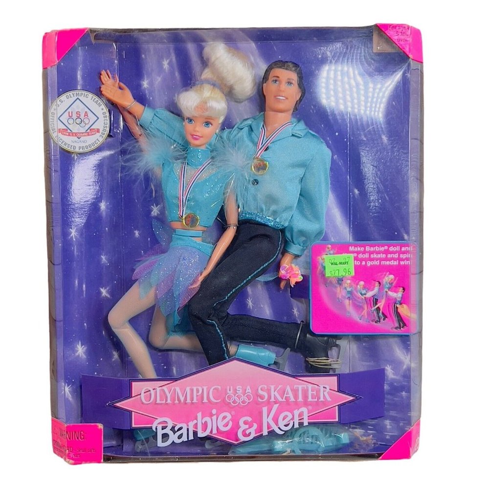VTG 1997 Olympic USA Skater Barbie & Ken Dolls Set #18726 Licensed Product NIB